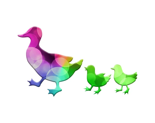 Eine Illustration Einer Ente Gefüllt Mit Glänzenden Bunten Bokeh Lichtern — Stockfoto