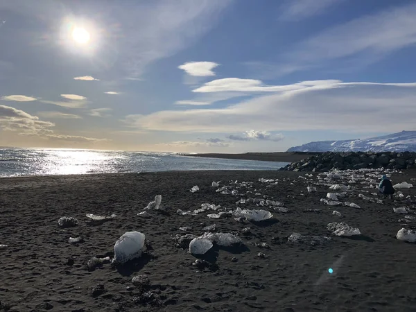 Den Frusna Snön Stranden Fångas Molnig Dag Dagtid — Stockfoto