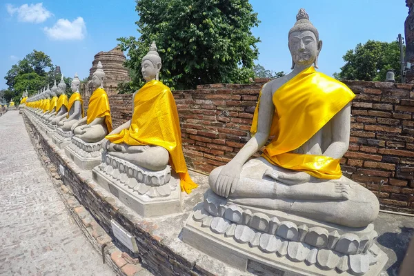 Buddha Antike Statuen Thailand Gesehen Bangkok Ayutthaya — Stockfoto