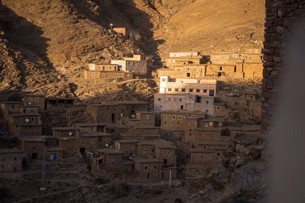 Small Mountain Village Historic Clay Based Architecture Houses Morocco Atlas — Stock Photo, Image