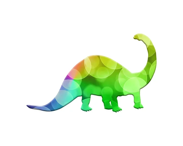 Egy Illusztráció Egy Dinoszaurusz Tele Fényes Színes Bokeh Fények Elszigetelt — Stock Fotó