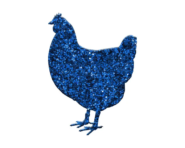 Illustrazione Pollo Pieno Brillantini Blu Lucido Isolato Uno Sfondo Bianco — Foto Stock