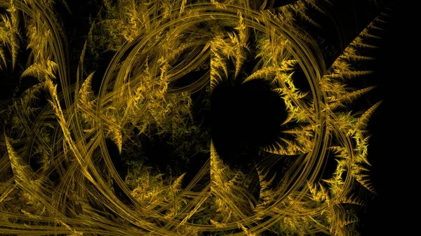 Иллюстрация Золотого Фрактального Листа Естественными Завихрениями — стоковое фото