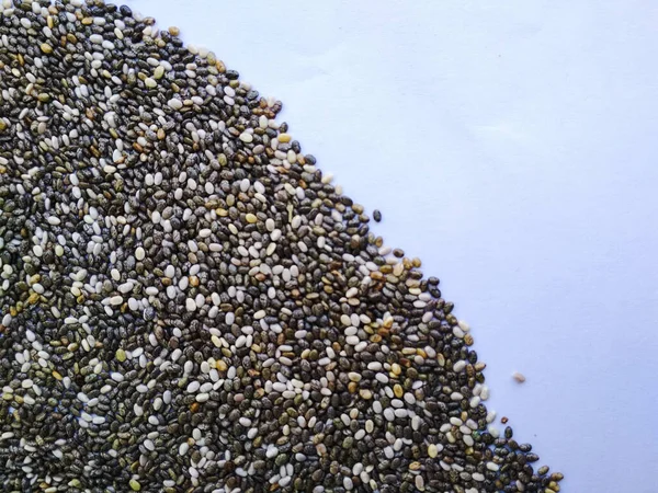 Closeup Shot Pile Chia Seeds White Background — Stock Photo, Image