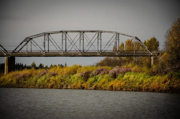 Uma Ponte Especialmente Feita Para Comboios Capturados Num Dia Ensolarado — Fotografia de Stock