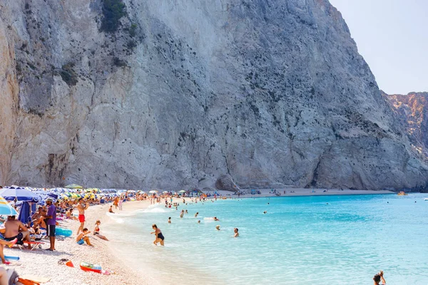 Lefkada Griekenland Jul 2019 Het Beroemde Porto Katsiki Beach Lefkada — Stockfoto