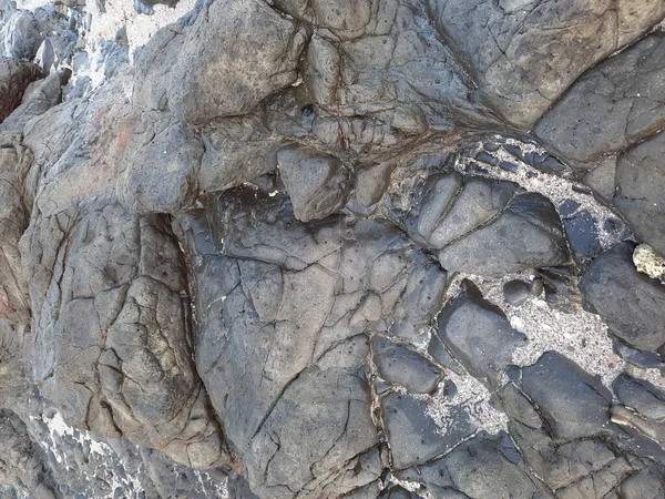 Gri Bir Kayanın Çizik Yüzeyinden Makro Yakın Plan Tam Kare — Stok fotoğraf