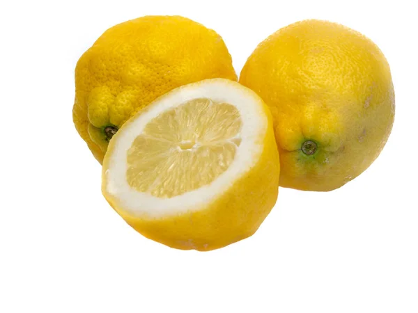 Dois Limões Meio Isolados Fundo Branco Cima Foco Seletivo — Fotografia de Stock