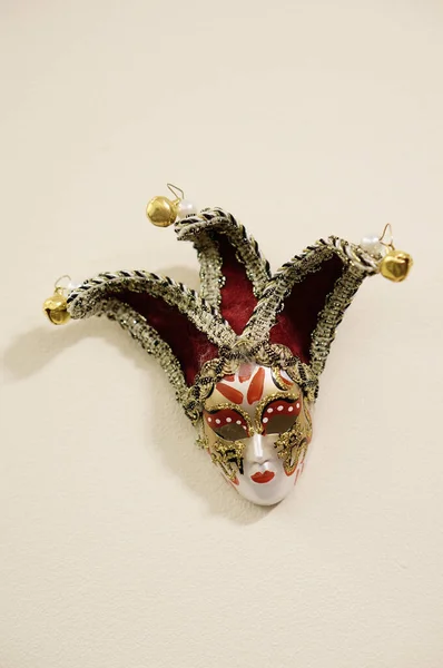 Vertical Shot Venetian Carnival Mask Hanging Wall — Stock Photo, Image