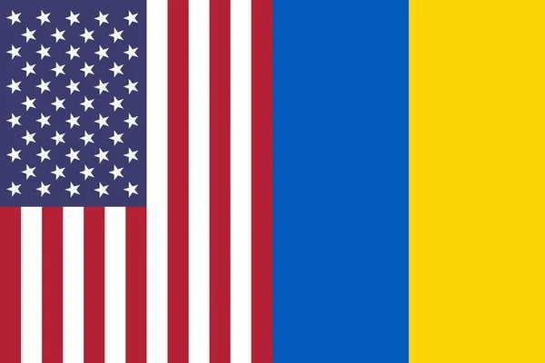 Die Nationalflaggen Der Usa Und Der Ukraine — Stockfoto