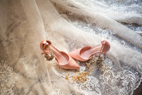 Kitchener Canada Aug 2019 Beautiful Soft Pink Heels Laying Top — Stock Photo, Image