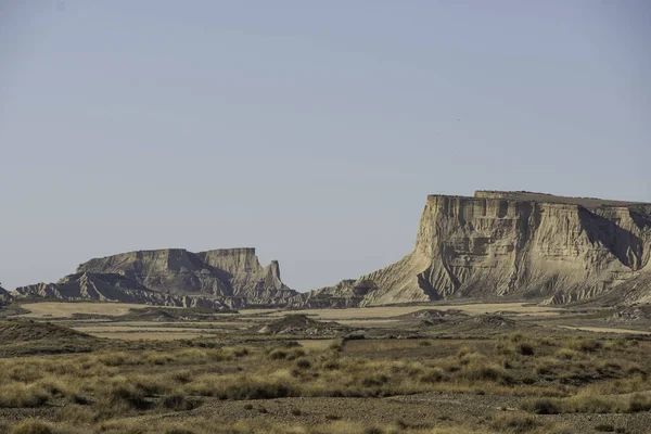 Paysage Parc Naturel Bardenas Reales Navarre Espagne Avec Une Chaîne — Photo