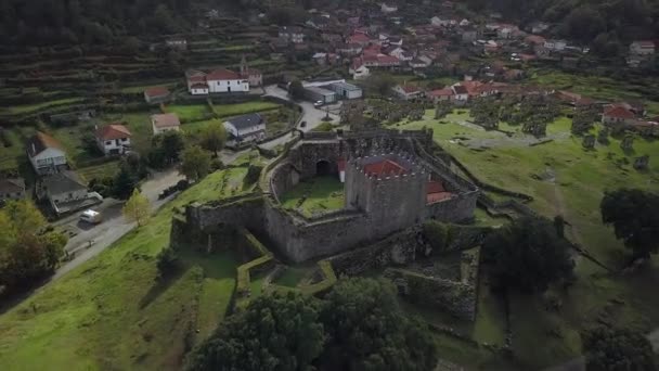 Αεροφωτογραφία Του Castelo Lindoso Πορτογαλία Espigueiros — Αρχείο Βίντεο