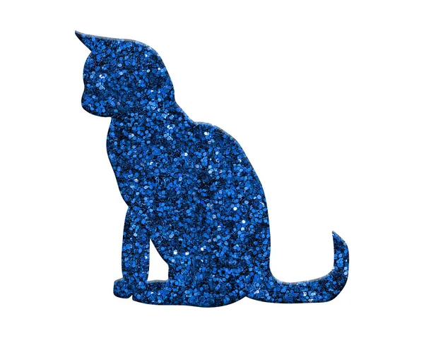 Illustrazione Gatto Composto Brillantini Blu Sfondo Bianco — Foto Stock