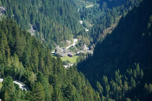 Una Toma Aérea Hermosas Montañas Cubiertas Bosque Pinos — Foto de Stock