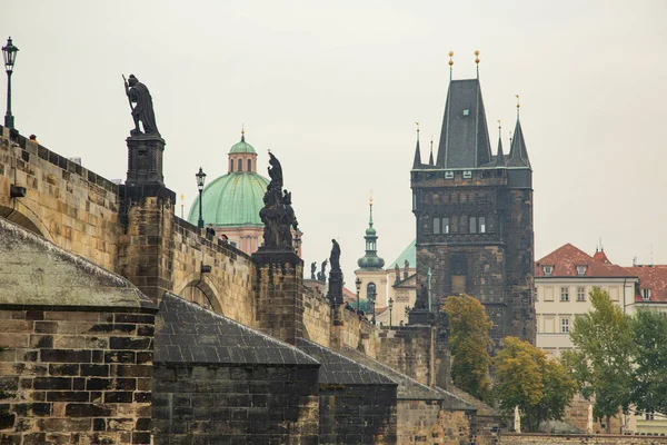 Praga República Checa Octubre 2013 Vista Sobre Puente Carlos Torre — Foto de Stock