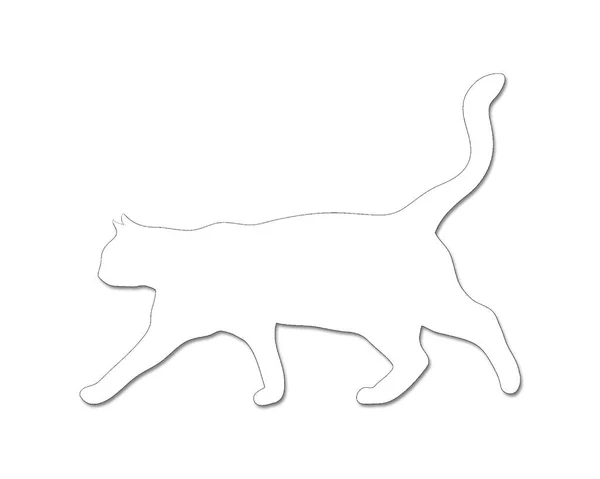 Una Ilustración Una Silueta Blanca Gato Sobre Fondo Blanco —  Fotos de Stock