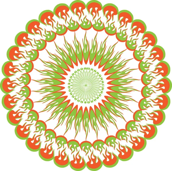 Zielona Pomarańczowa Mandala Odizolowana Białym Tle — Zdjęcie stockowe