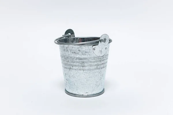 Closeup Shot Rusty Metal Bucket Isolated White Background — Stock Photo, Image