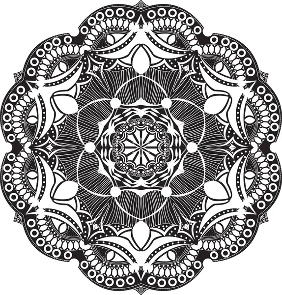 Een Zwarte Mandala Geïsoleerd Een Witte Achtergrond — Stockfoto