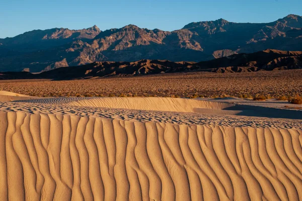 Ένα Κοντινό Πλάνο Την Υφή Ενός Κύματος Άμμου Στην Έρημο — Φωτογραφία Αρχείου