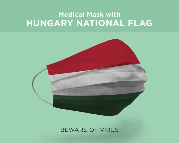 Illustration Medical Mask Hungary National Flag Coronavirus — Stock Photo, Image