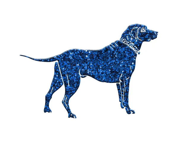 Beyaz Bir Arka Planda Mavi Parıltıdan Oluşan Bir Köpeğin Çizimi — Stok fotoğraf