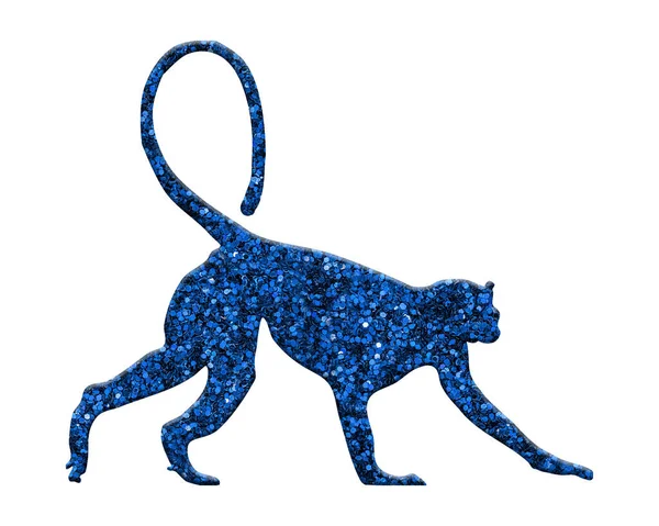 Illustration Rendu Singe Composé Paillettes Bleues Sur Fond Blanc — Photo