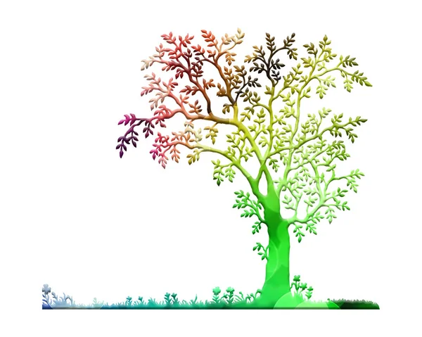 Tree Made Colorful Watercolor Isolated White Background — Stock fotografie