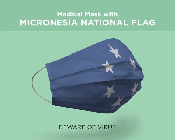 Een Weergave Illustratie Van Een Medisch Masker Met Micronesische Vlag — Stockfoto