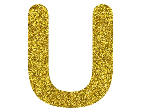 Μια Τρισδιάστατη Απεικόνιση Του Γράμματος Από Χρυσό Glitter Λευκό Φόντο — Φωτογραφία Αρχείου