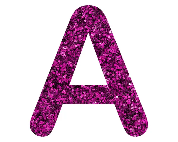 Rendering Illustration Letter Made Out Purple Glitter White Background — Zdjęcie stockowe