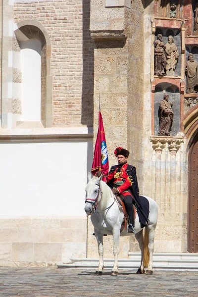 Zagreb Croacia Sep 2012 Ceremonia Cambio Guardia Plaza San Marcos — Foto de Stock