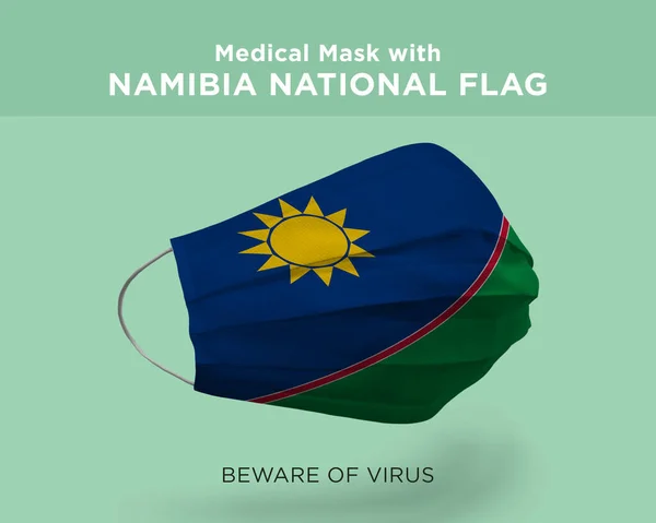 Illustration Medical Mask Namibia National Flag Coronavirus — Stock Photo, Image