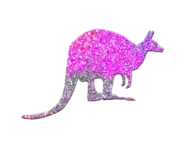 Rendering Illustration Känguru Som Består Färgglada Glitter Vit Bakgrund — Stockfoto
