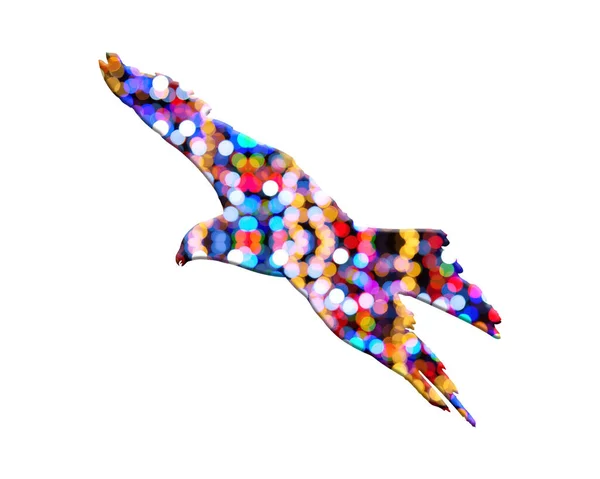 Illustration Flygande Fågel Med Ett Färgglatt Glittrigt Mönster Vit Backgrou — Stockfoto