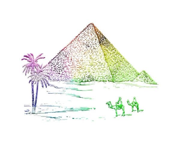 Ilustracja Piramidy Madout Kolorowe Rozmazane Światła Białym Tle — Zdjęcie stockowe