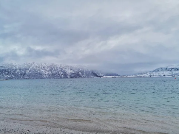 Uma Bela Foto Inverno Região Ártico Hillesoy Kvaloya Island Tromso — Fotografia de Stock