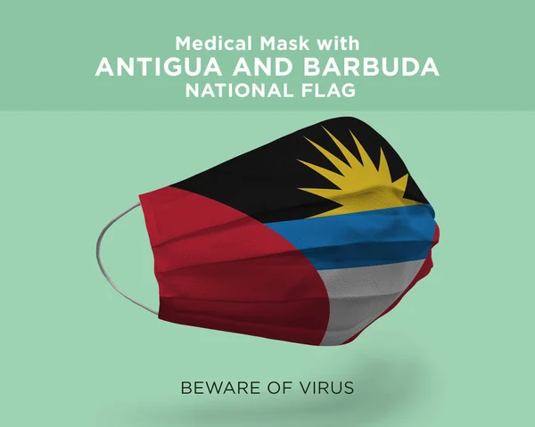 Een Weergave Illustratie Van Een Masker Met Antigua Barbuda Vlag — Stockfoto