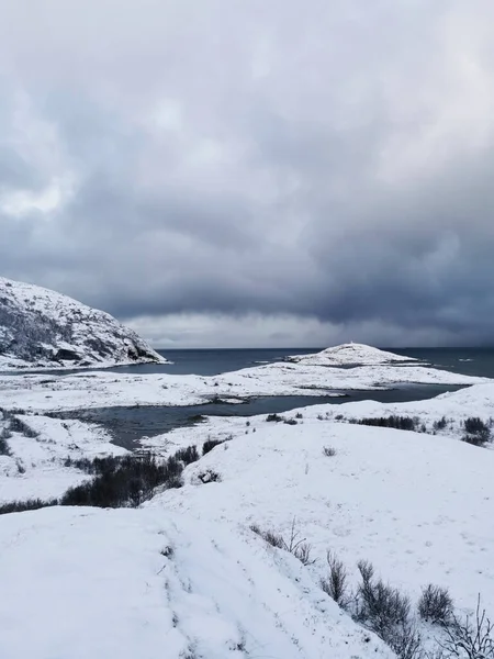 Прекрасна Зима Арктиці Соммарої Тромсо Норвегія — стокове фото