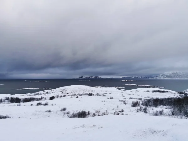 Una Hermosa Foto Del Invierno Ártico Sommaroy Tromso Noruega —  Fotos de Stock