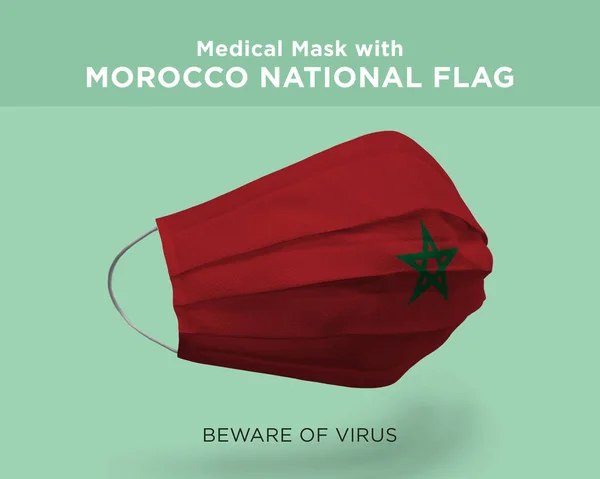 Een Weergave Illustratie Van Een Medisch Masker Met Marokkaanse Vlag — Stockfoto