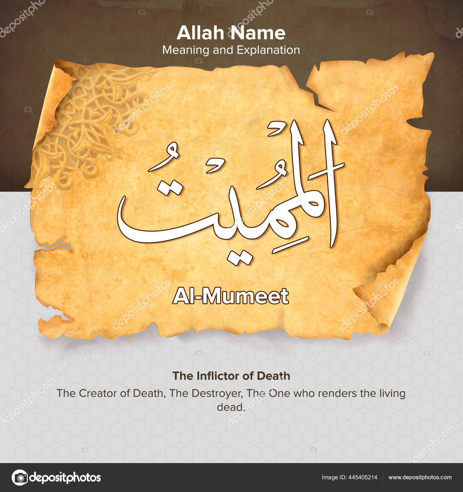 Rendering Illustration Meaning Explanation Mumeet Allah Name Old Paper —  Stock Photo © Wirestock #445405214