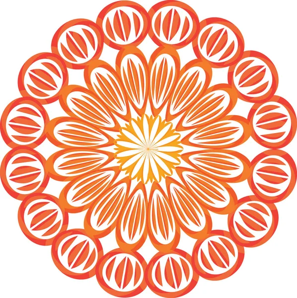 Mandala Odcieniach Pomarańczy Odizolowana Białym Tle — Zdjęcie stockowe