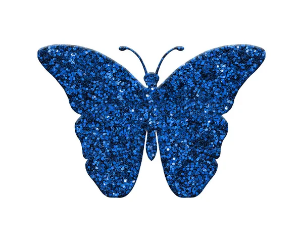 Papillon Bleu Paillettes Isolé Sur Fond Blanc — Photo