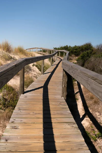 Wooden Pathway Handrail Santa Lucia Del Este Canelones Beach Uruguay — Stock Photo, Image