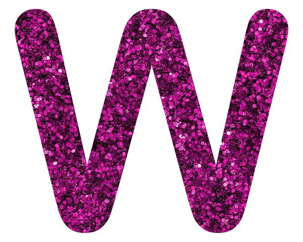 白い背景に紫の輝きで作られた文字Wの3Dレンダリングイラスト — ストック写真