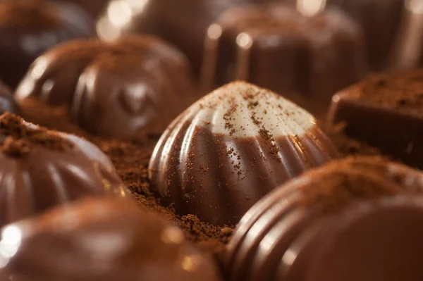 Szelektív Fókusz Lövés Ízletes Csokoládé Cukorka — Stock Fotó