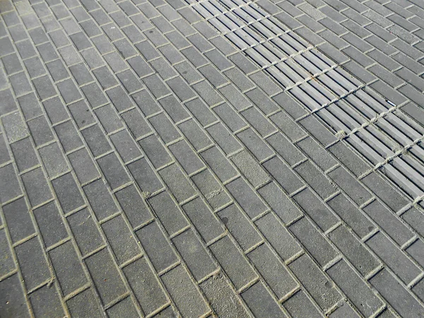 Plan Grand Angle Une Chaussée Béton Gris Sur Trottoir — Photo