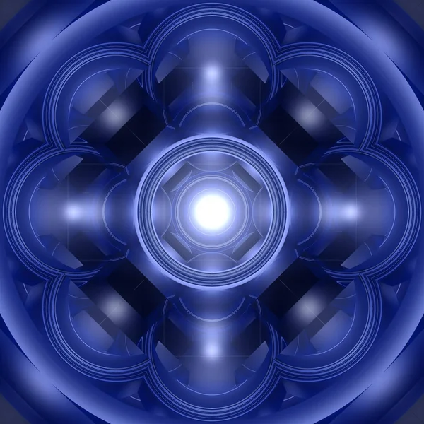 Uma Ilustração Fundo Abstrato Mandala Azul — Fotografia de Stock